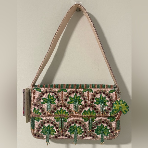 Palm Tree Beaded Shoulder Bag